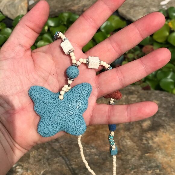 Multi Color Lava Butterfly Necklace - Picture 7 of 8